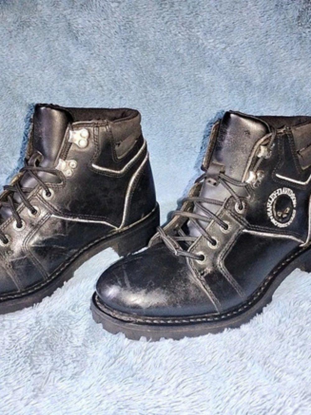 Harley-Davidson Diversion Skull Lace-Up Motorcycle Boot Boots Black